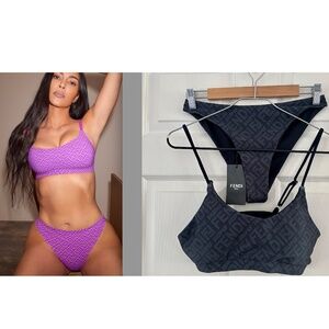 Fendi x Skims Bikini Set Charcoal Black Women’s Size Large NWT *Flawed*